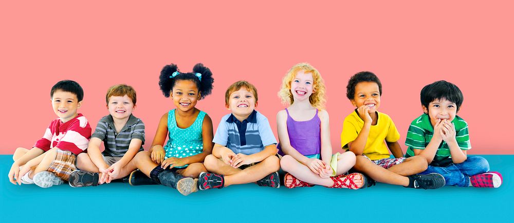 Group of diverse kids studio portrait