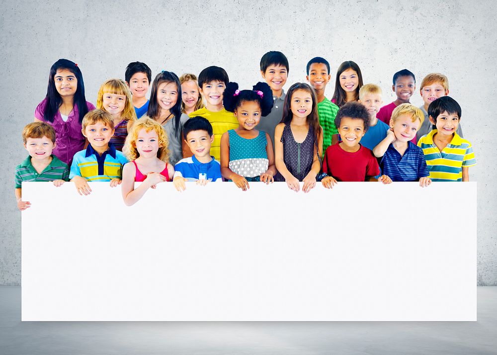 Group of diverse kids studio portrait