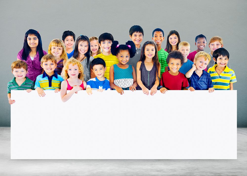 Group of diverse kids studio portrait