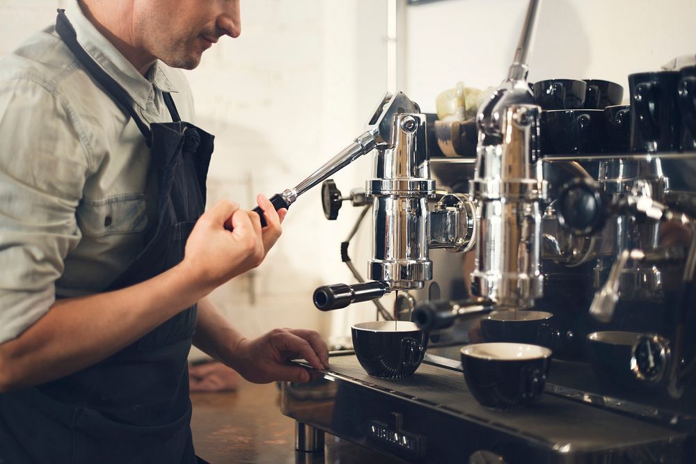 Coffee Machine Barista Grinder Steam Cafe Concept