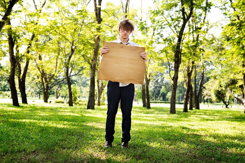 Businessman Lost Confusion Cardboard Copy Space Concept