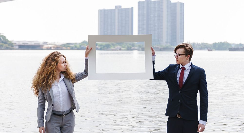 Business People  Picture Frame River Holding Concept