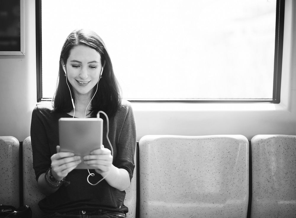 Woman Using Tablet Social Media Online Concept