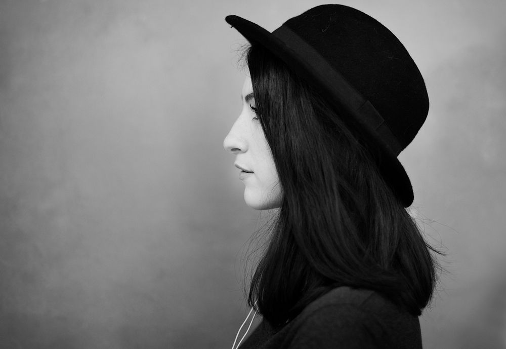 Profile Portrait Lady Wearing Hat Concept