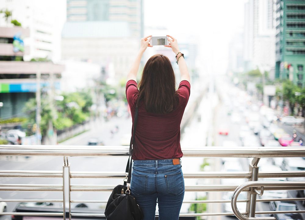 Woman Rear View Photography Traveling City Life Concept