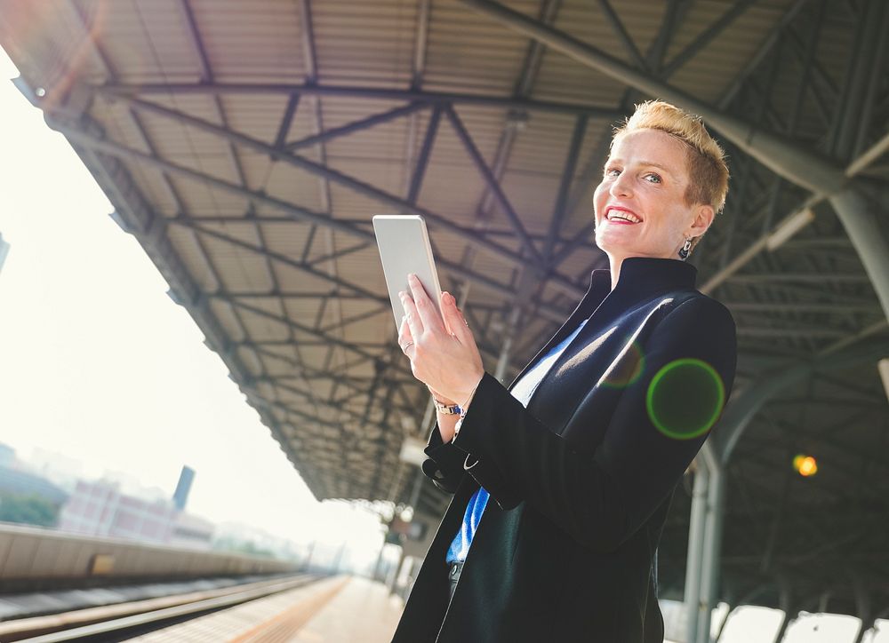 Businesswoman Lifestyle Using Connection Device Concept