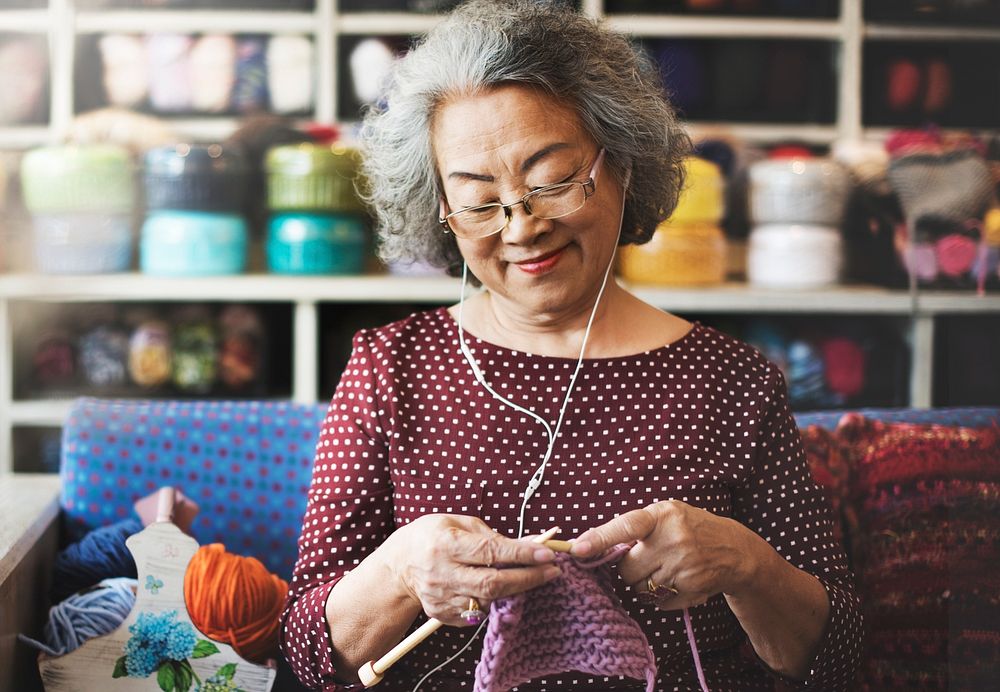 Hobby Crochet Senior Adult Hobby Handicraft Concept