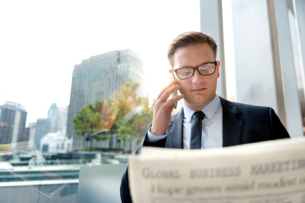 Businessman Working Talking Phone Concept