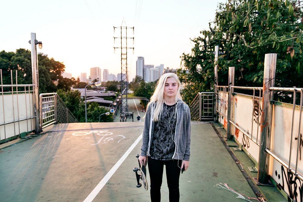 Skater girl out in the city