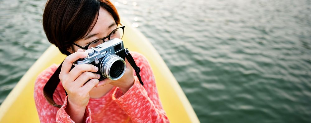 Girl Adventure Boat Trip Traveling Holiday Photography Concept