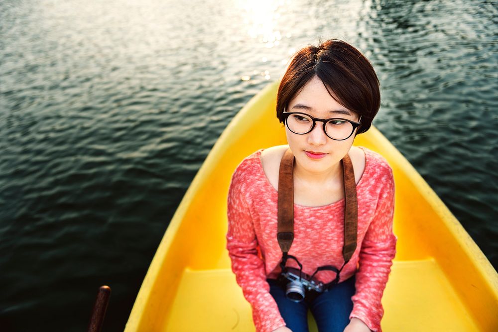 Girl Adventure Boat Trip Traveling Holiday Photography Concept