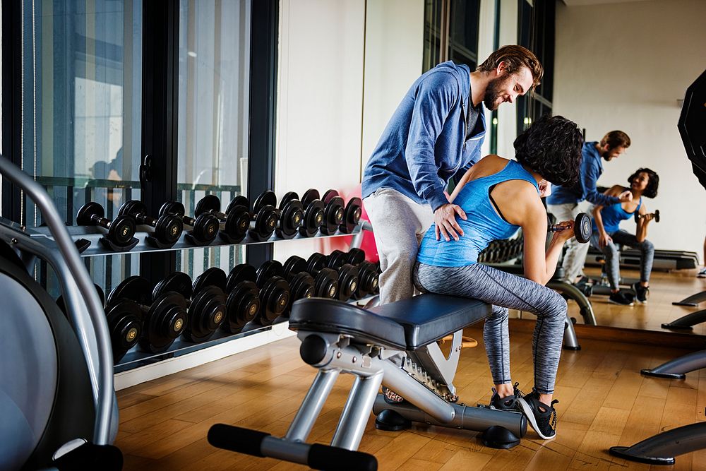 Workout Couple Sport-wear Muscular Hobby Concept