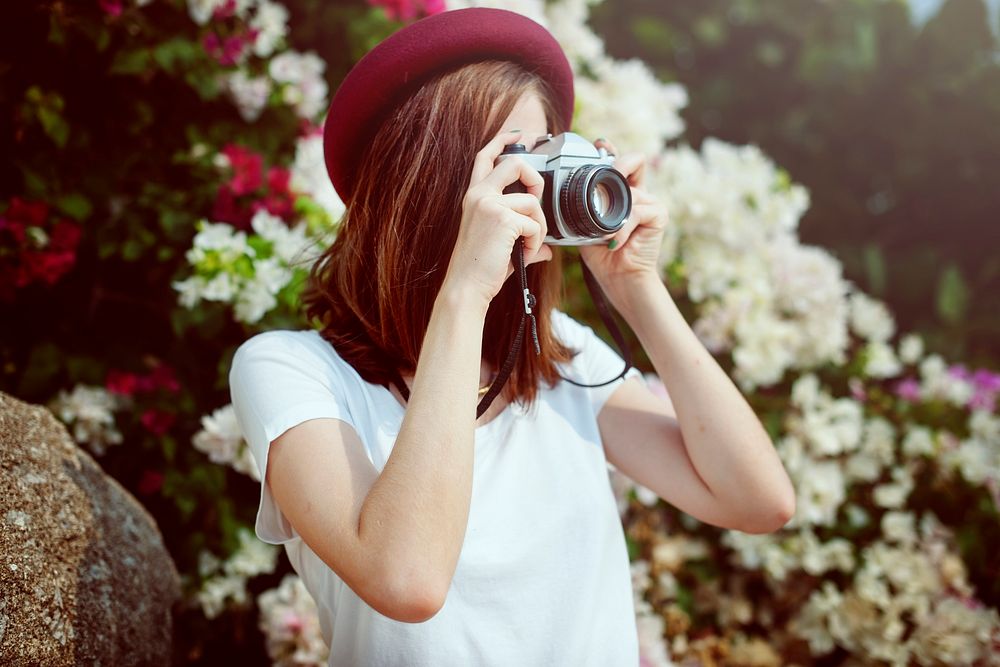 Woman hands holding taking photo with camera