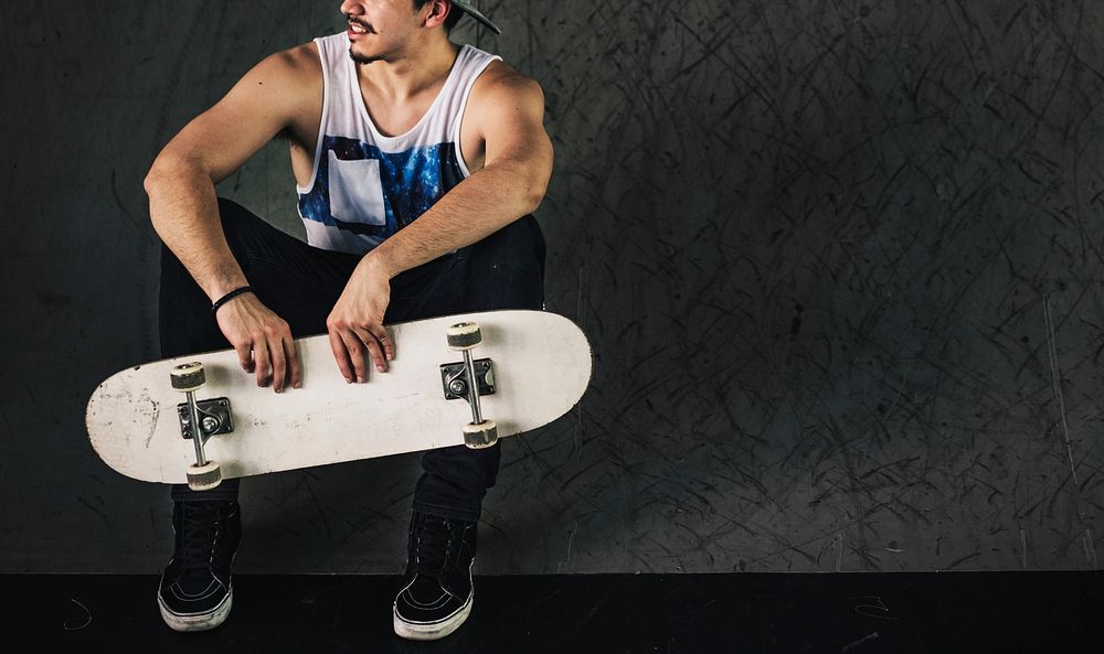 Man Skateboarder Lifestyle Relax Hipster Concept