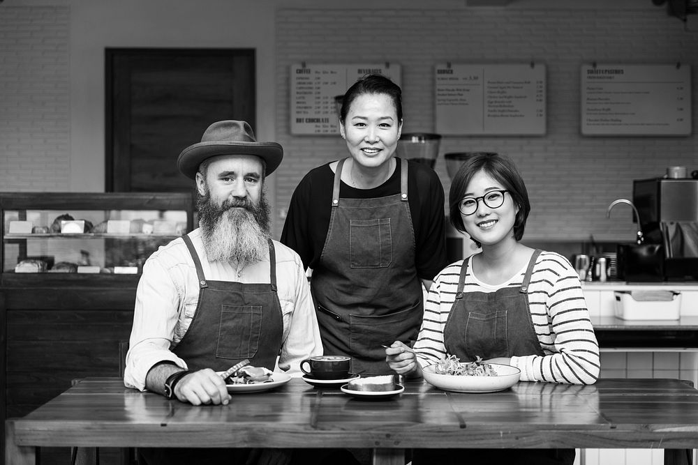 Family Eating Breakfast Together Coffeehouse Concept