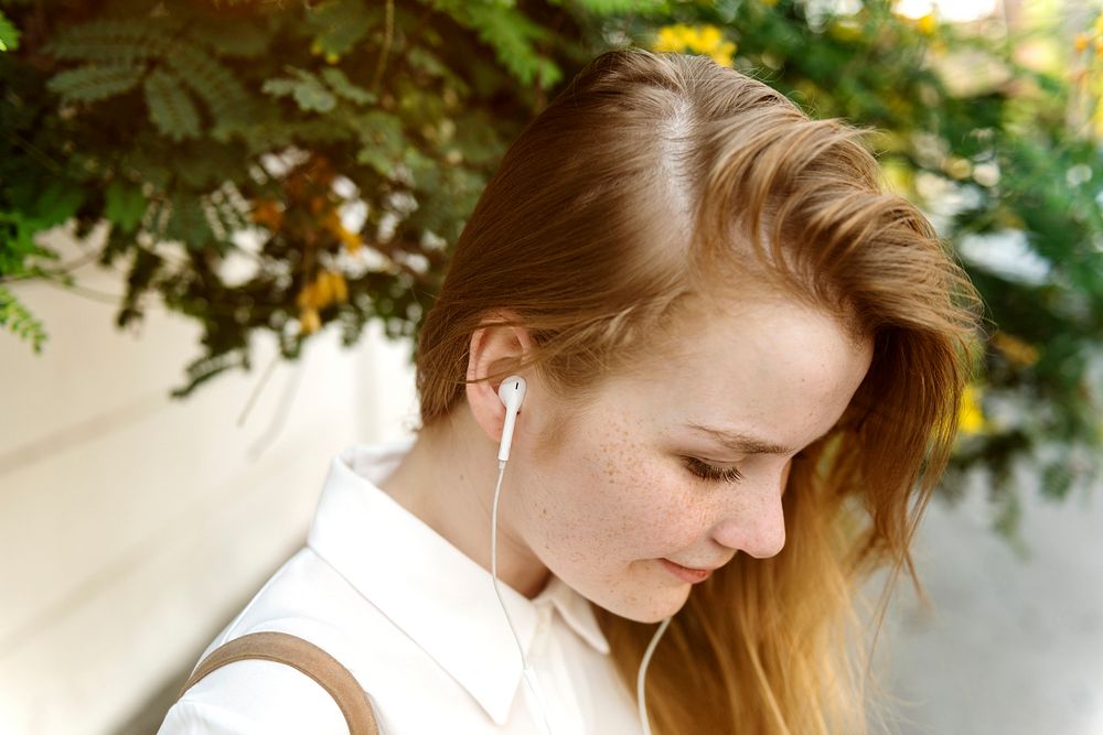 Girl Listening Music Radio Concept