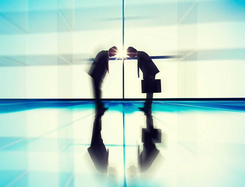 Businessmen Bowing Corporate Greeting Communication Concept