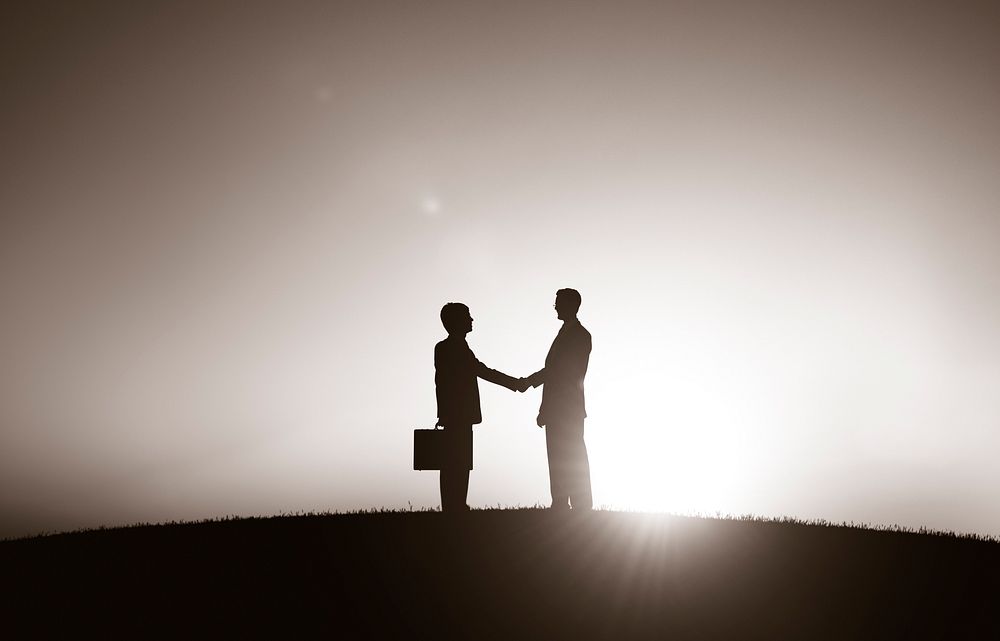 Corporate Businessmen Shaking Hand Outdoors Concept