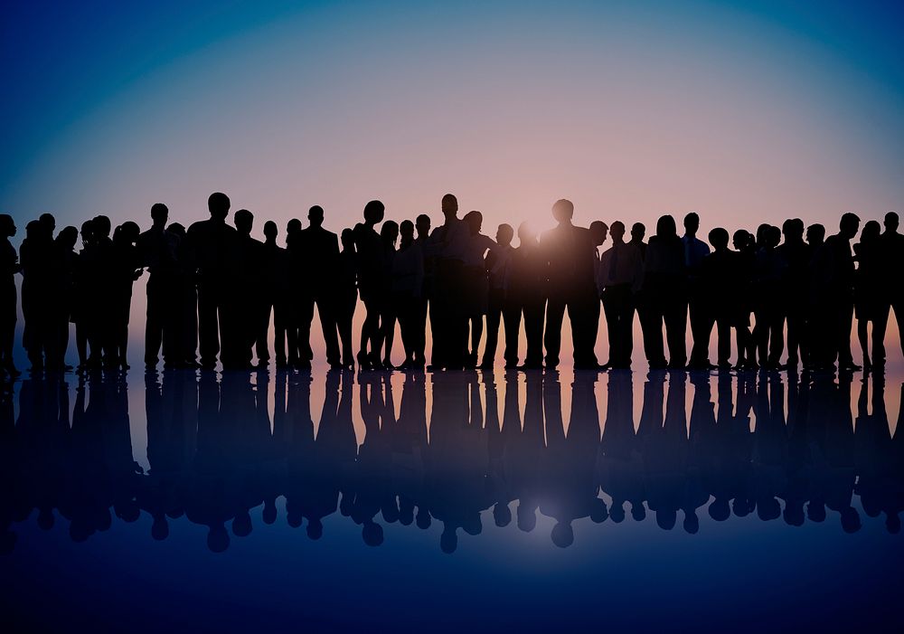 Group People Corporate Business Standing Silhouette Concept