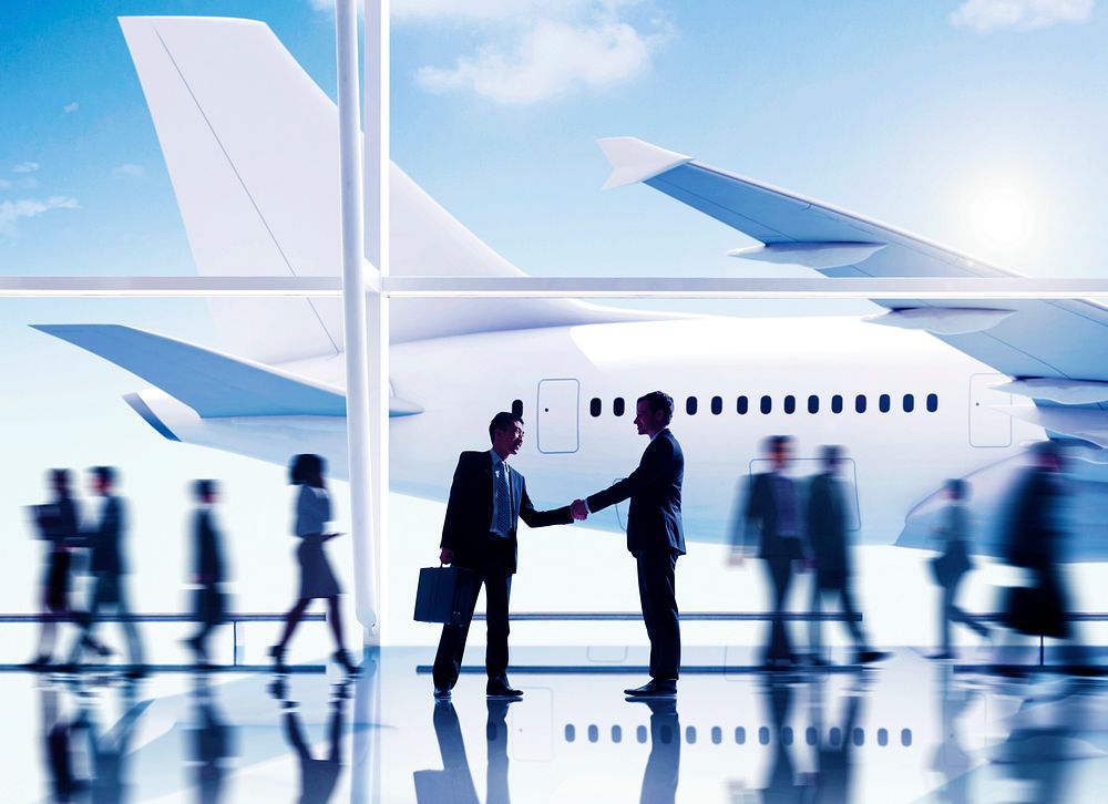 Businessmen Airport Handshake Deal Business Concept