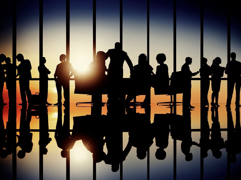 Silhouette Business People Corporate Discussion Meeting Concept