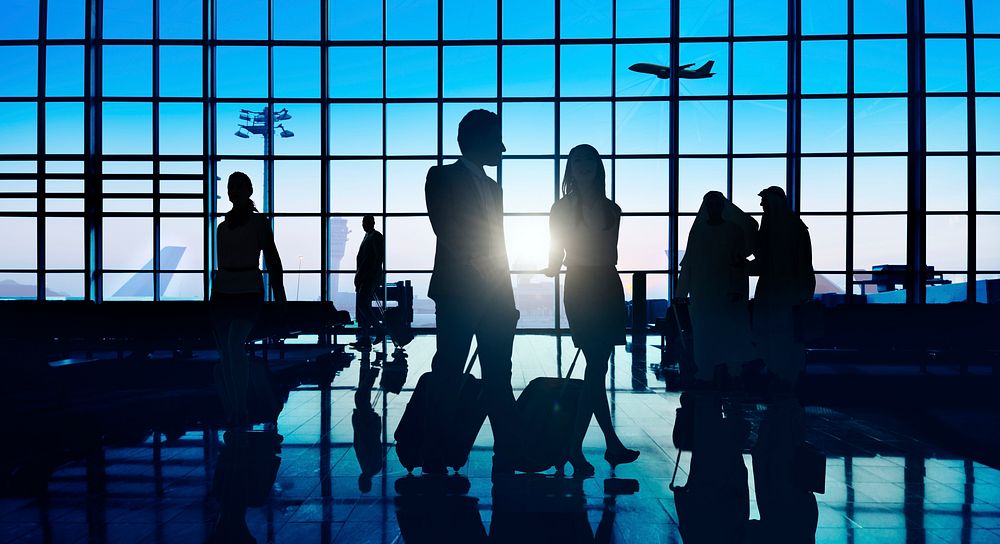 Back Lit Business People Traveling Airport Passenger Concept