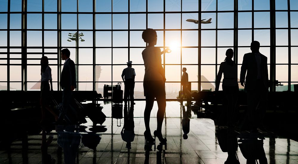 Back Lit Business People Traveling Airport Passenger Concept