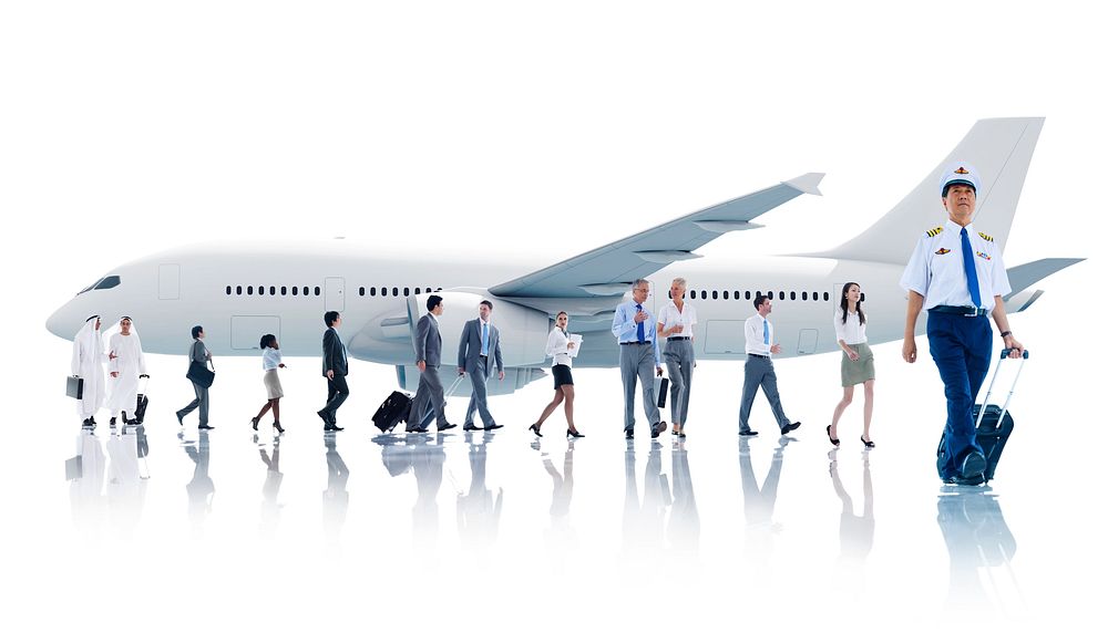 Multiethnic Group of Business People with Airplane