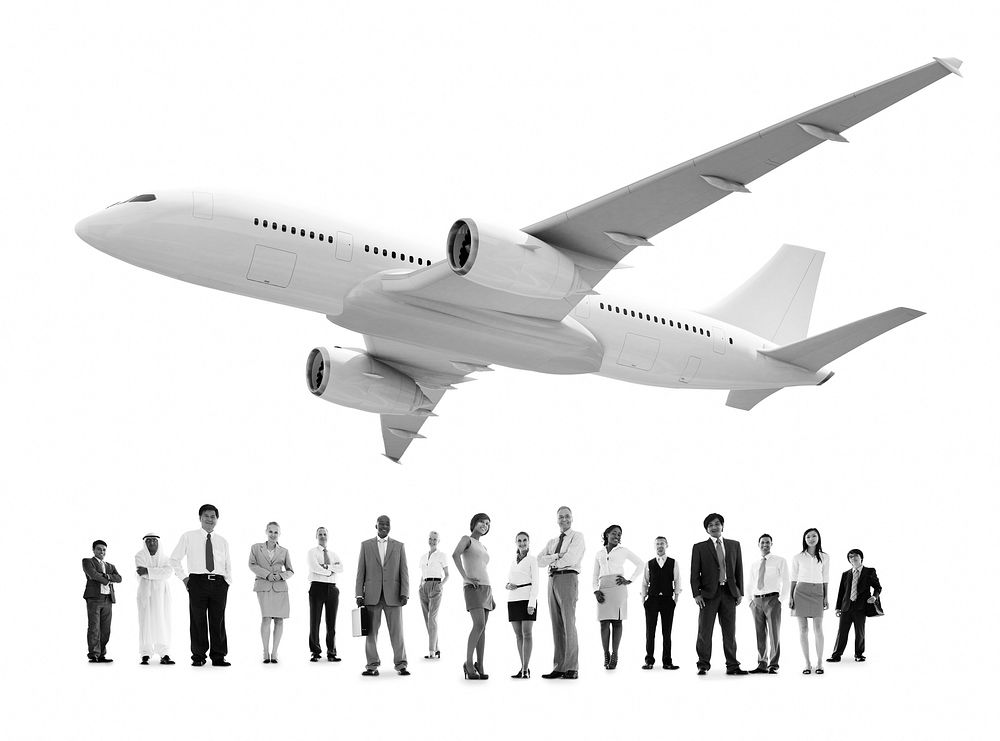 Group of Diverse Business People with an Airplane