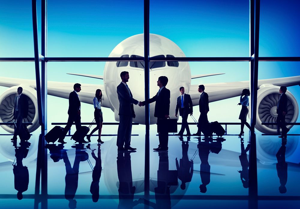 Business People Travel Handshake Airport Concept