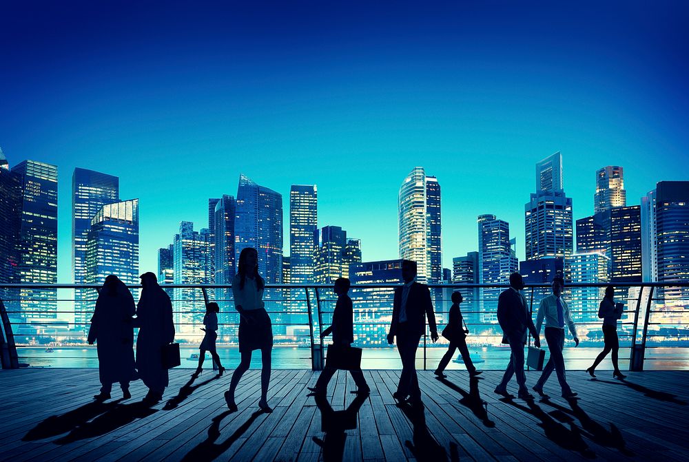 Business People Global Commuter Walking City Concept