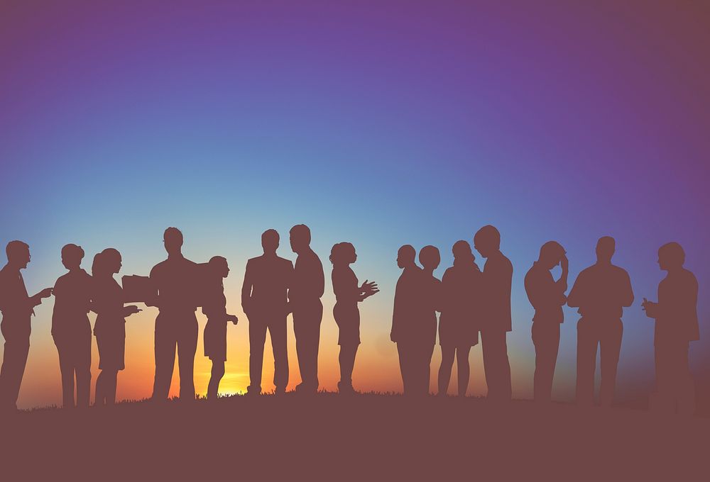 Group Business People Interaction Silhouette Concept