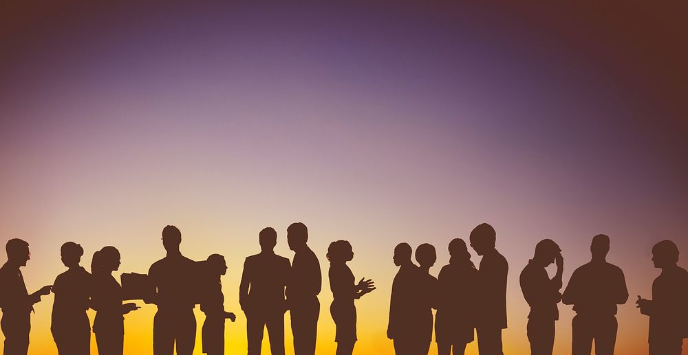 Group Business People Interaction Silhouette Concept