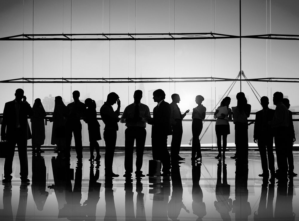 Multiethnic Group of Silhouette Business People in Meeting