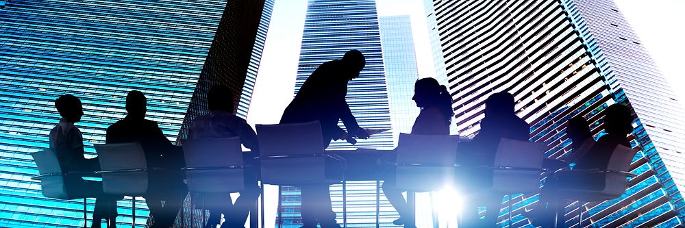 Silhouettes of Business People Meeting Outdoors Concept