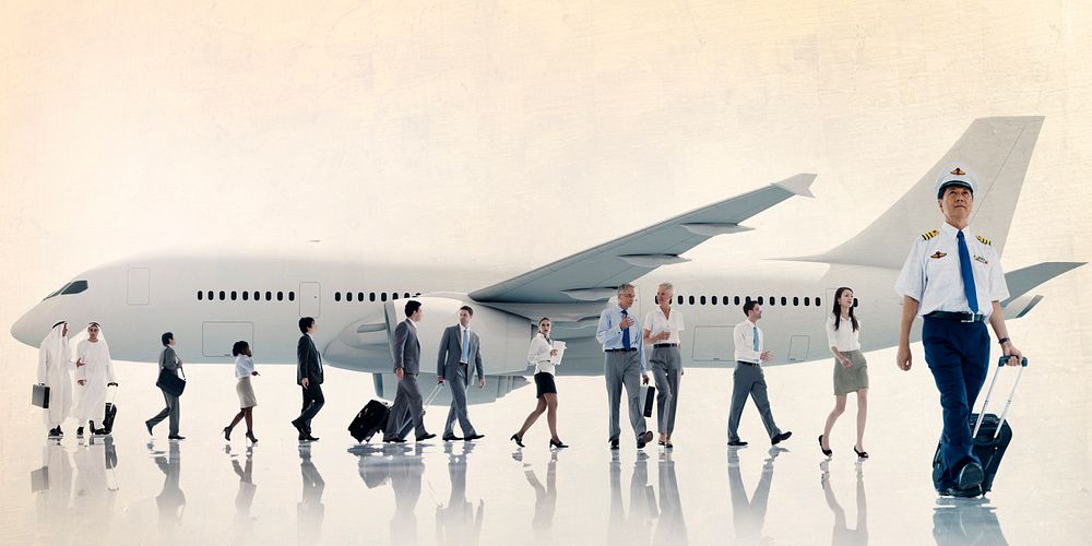 Multiethnic Group of Business People Airplane Concept