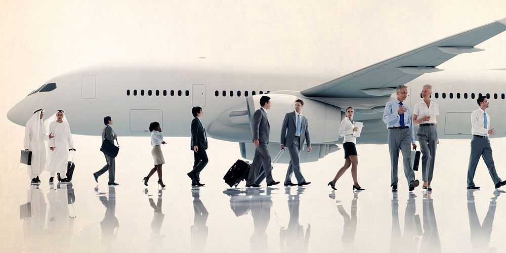 Multiethnic Group of Business People Airplane Concept