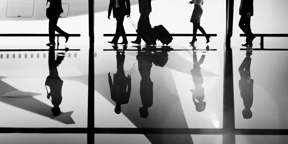 Business People Traveling Airport Terminal Walking Concept