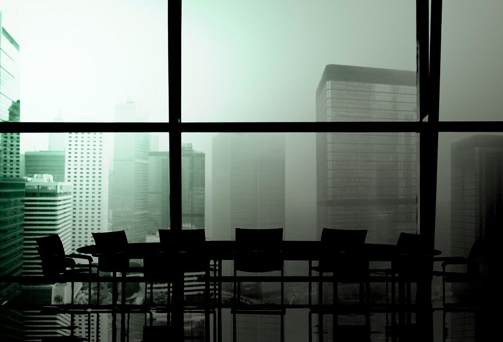 Silhouette Meeting Table Office Room Window Indoor Concept