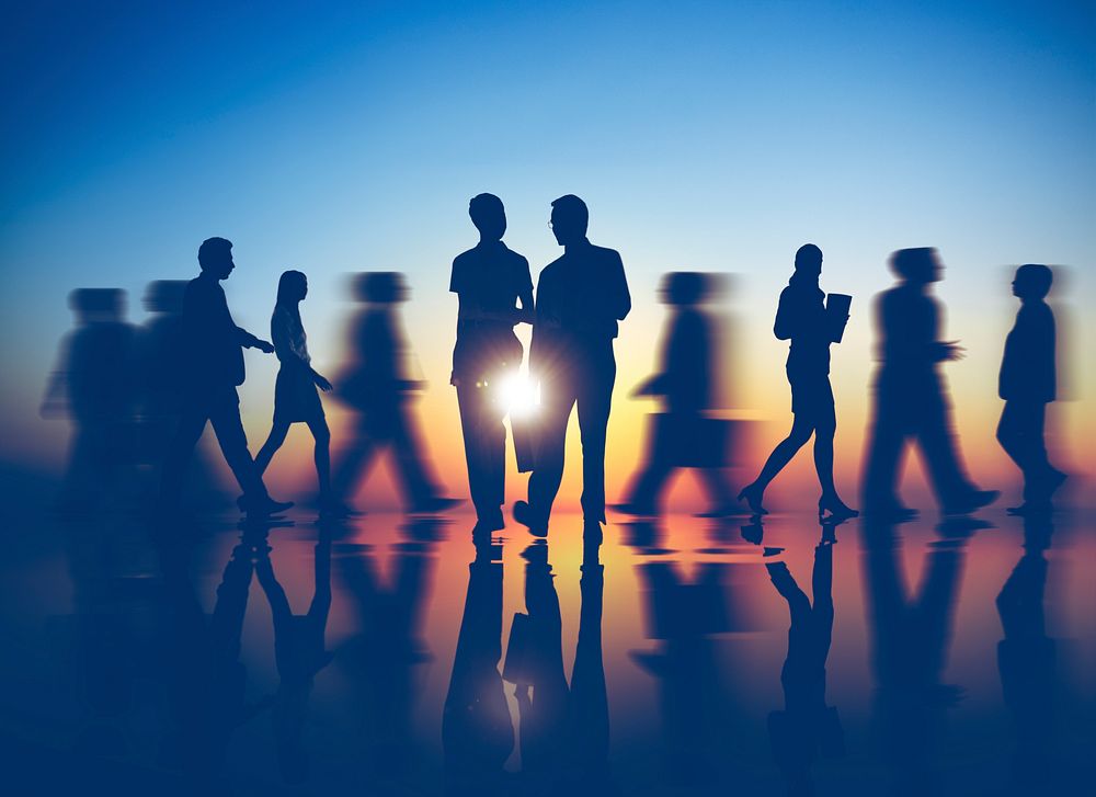 Business People Walking Silhouette Concept