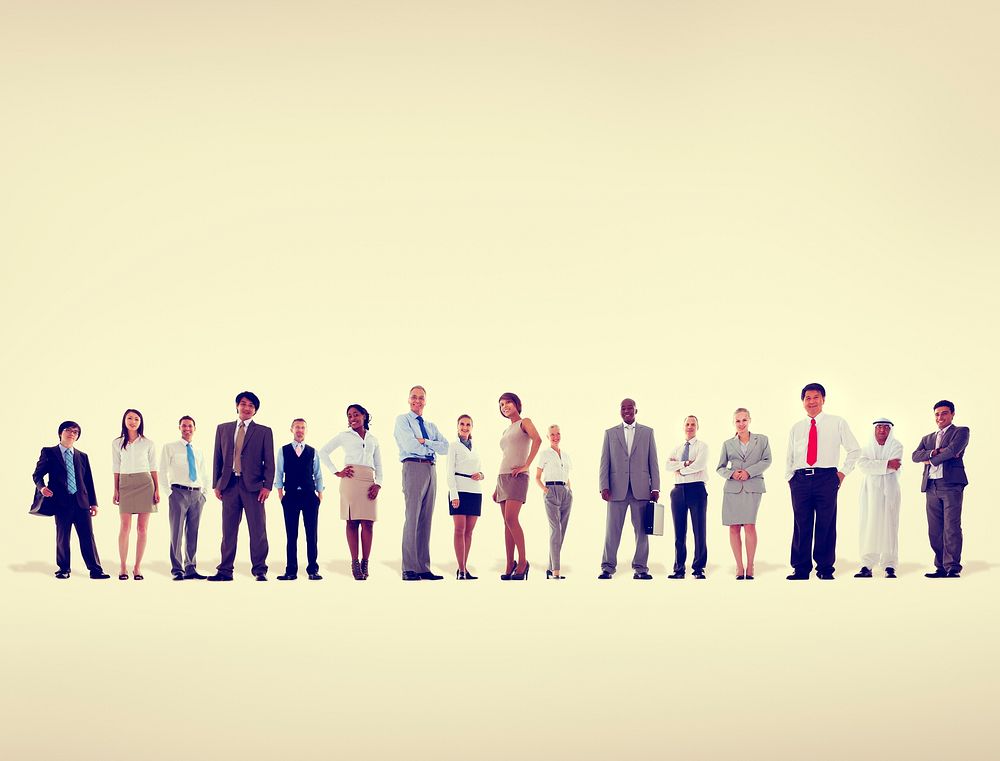 Large group of Business people Standing Communication Concept