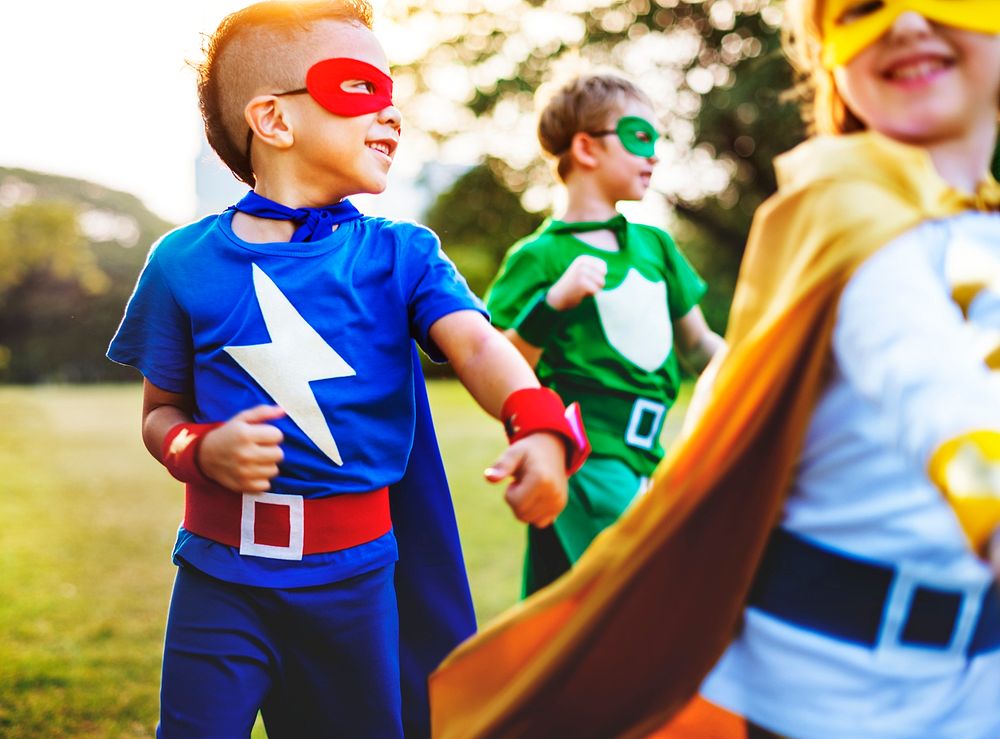 Superhero kids with superpowers