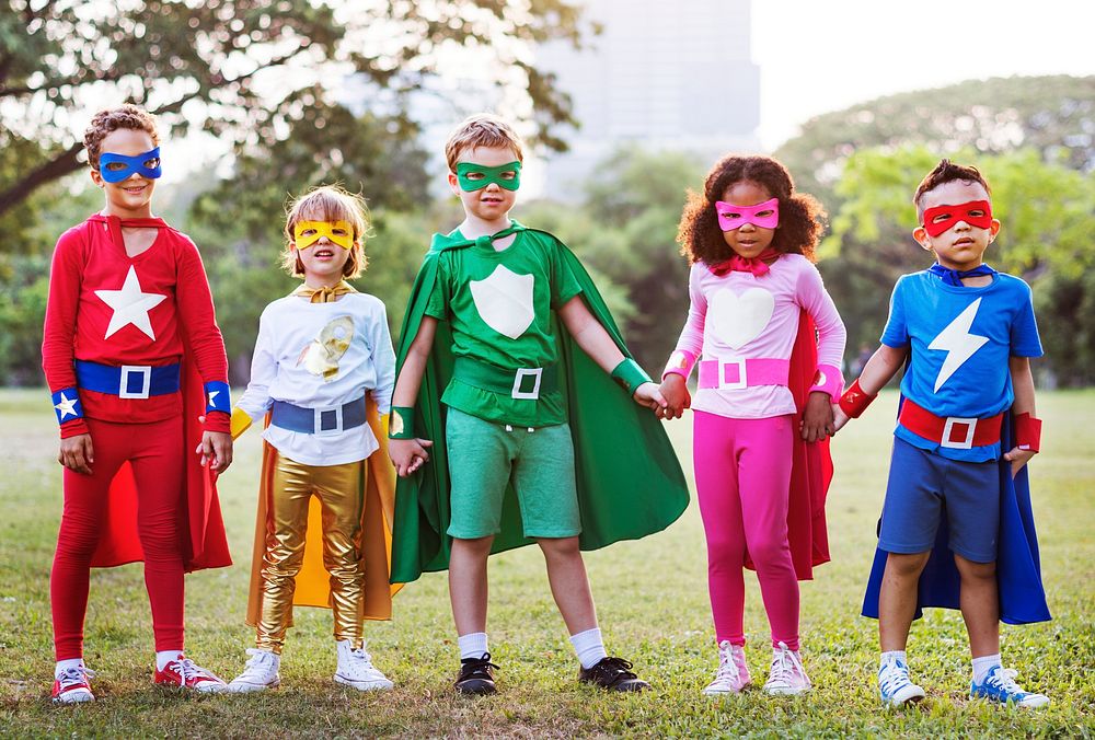 Superheroes Kids Imagination Heoes Playful Concept
