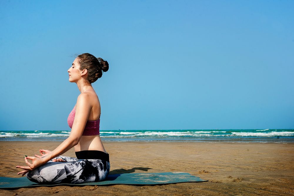 Yoga Exercise Active Beach Outdoor Concept