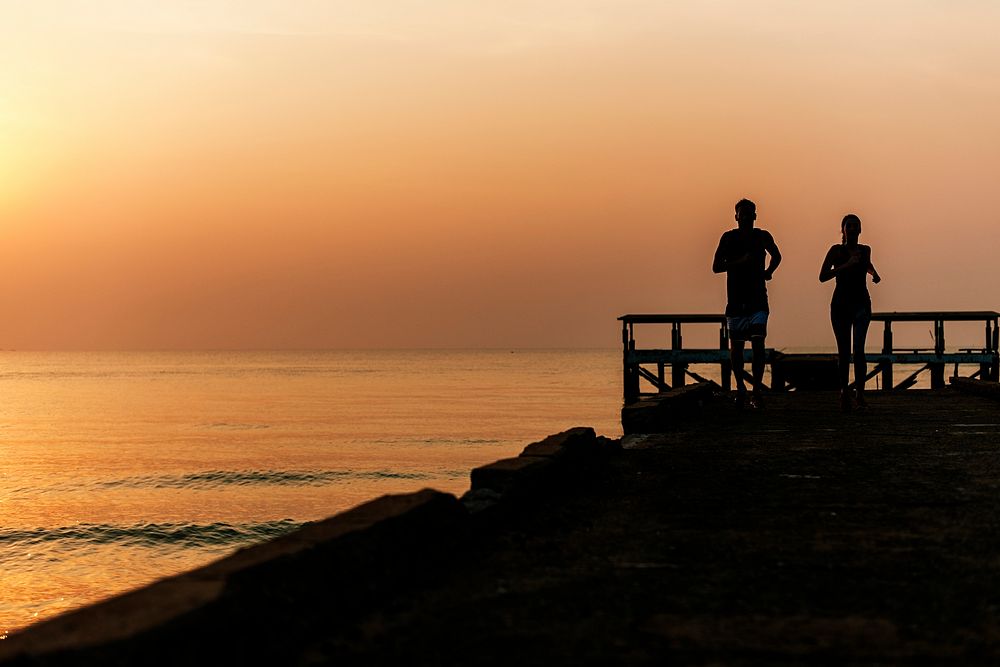 Running Exercise Training Healthy Lifestyle Beach Concept