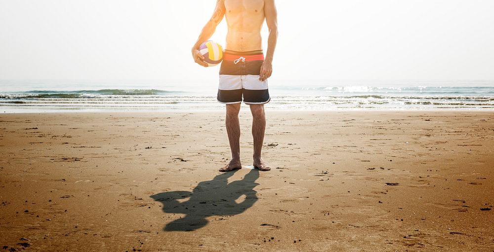Man Beach Summer Holiday Vacation Volleyball Concept