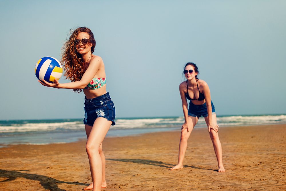 Volleyball Beach Women Summer Playful Friends Concept