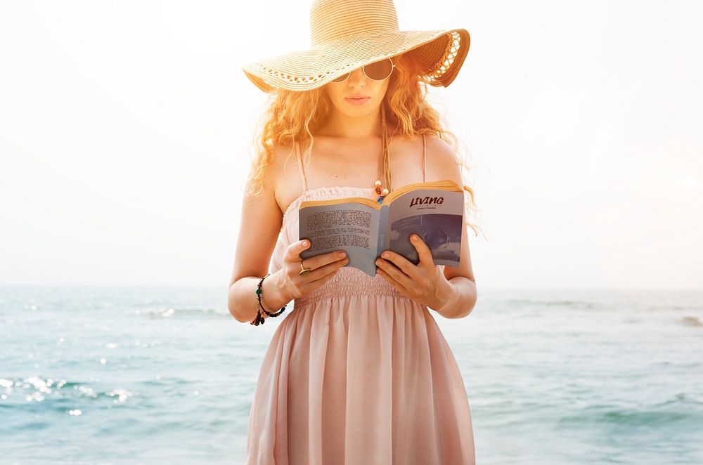 Book Reading Living Woman Chill Calm Beach Concept