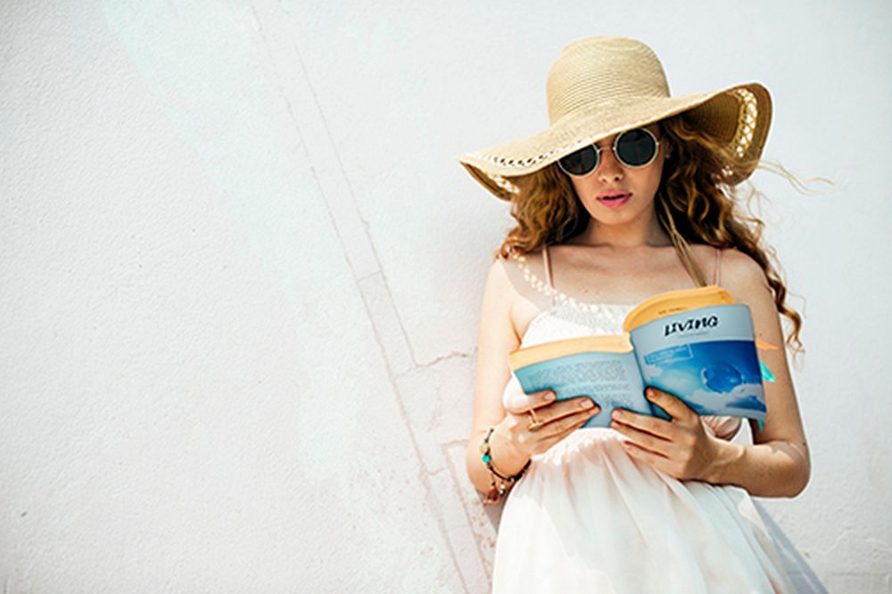 Woman Women Female Book Reading Living Hat Concept