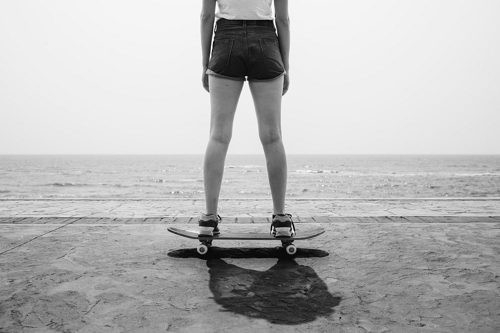 Skateboard Recreational Pursuit Summer Beach Holiday Concept